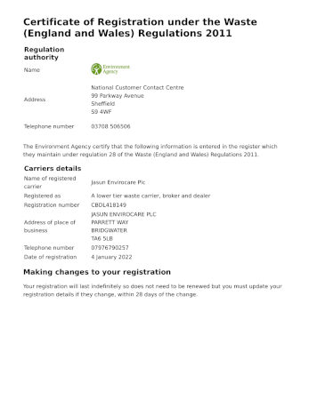 Waste Carrier Registration-CBDU82654