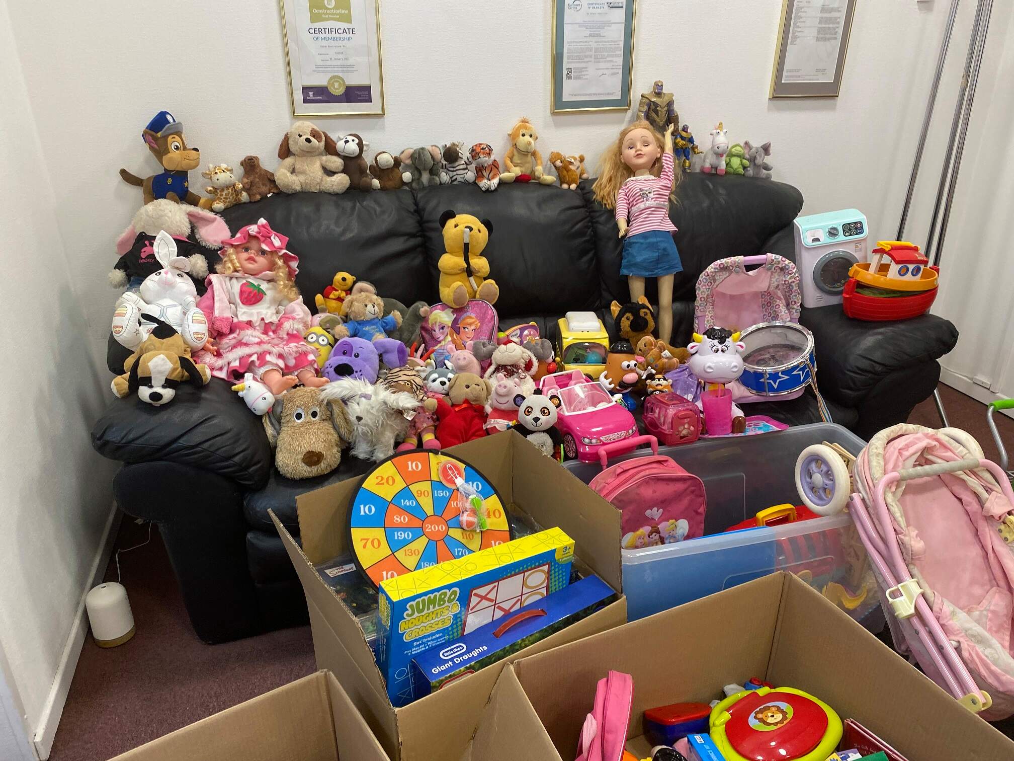 Toys donated by staff at Jasun Envirocare in aid of St Mary’s Church in Chedzoy and the Unicef Children of Ukraine Campaign.